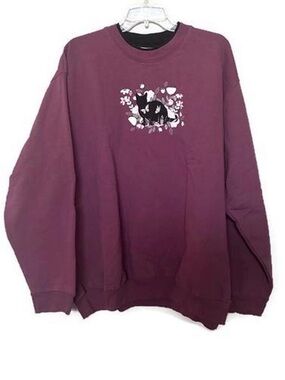 Vintage Double Collar Cat and Floral Sweatshirt Grandma Core Size 3X